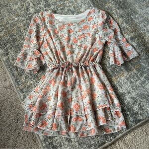 Cream Sundress with Flutter Sleeves and Crew Neck for Casual Occasions